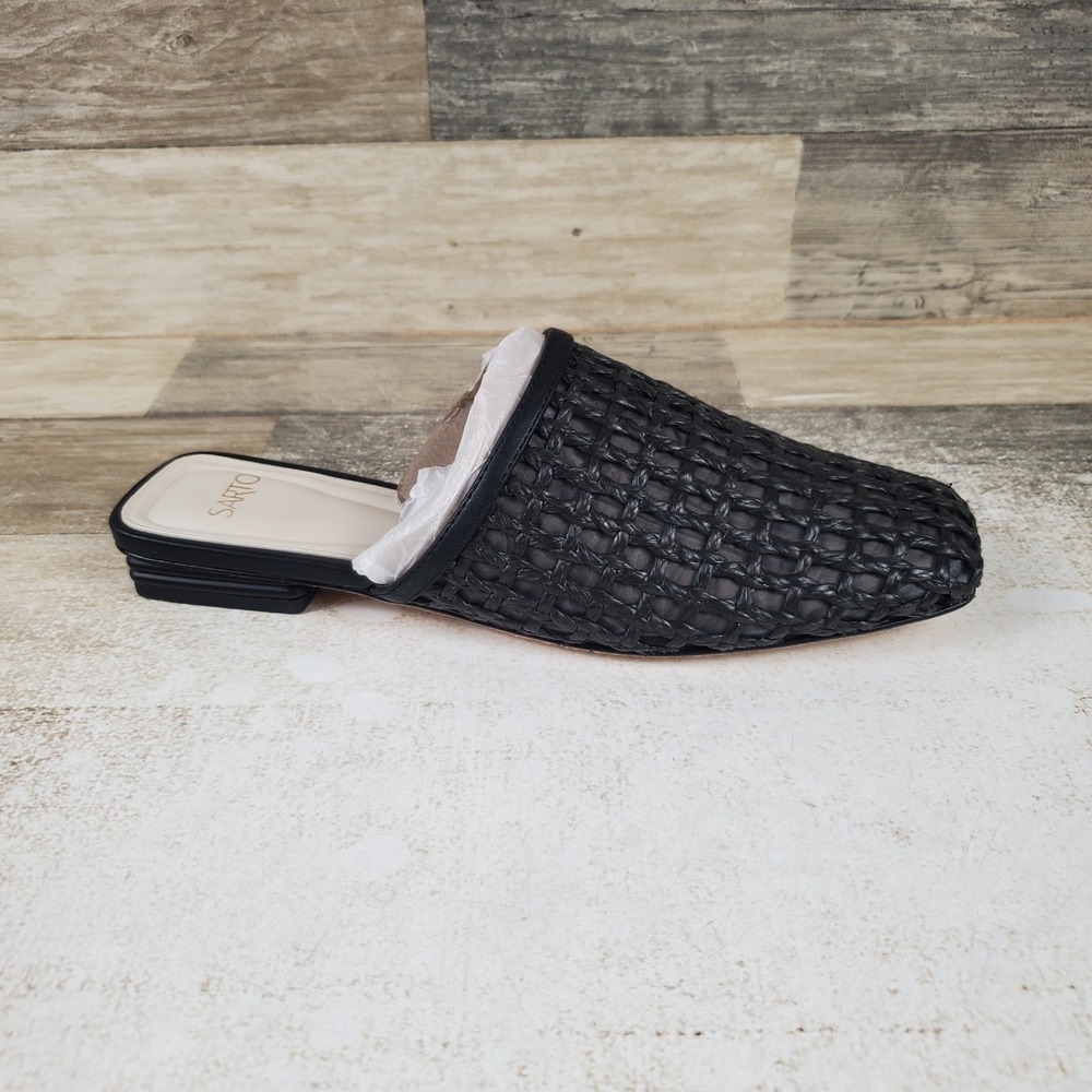 Sarto Tomika 2 Womens Sandals Sz 6 M Dark Black Woven Square-Toe Slip On